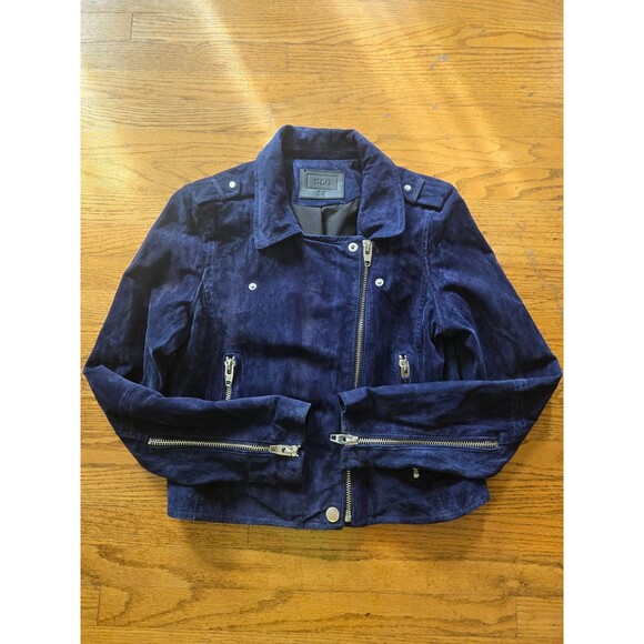 SL8 Women's Blue Suede Leather Moto Jacket Size Medium - Picture 2 of 8